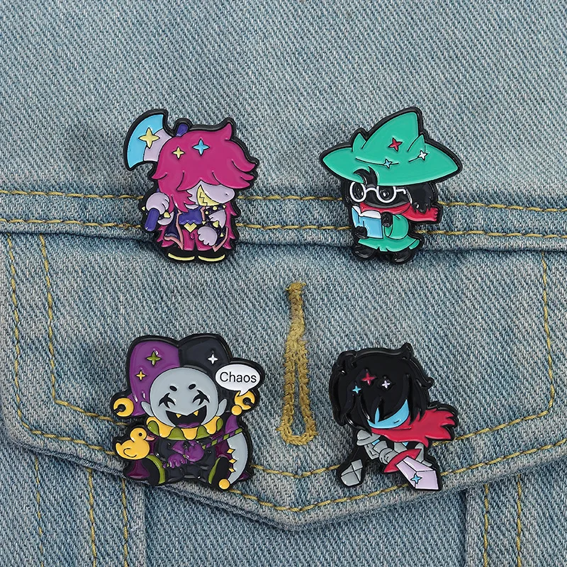 

4pcs/set Deltarune Susie Kris Enamel Pins RPG Game Characters Brooches Lapel Backpack Badge Accessories Gifts for Fans Friends