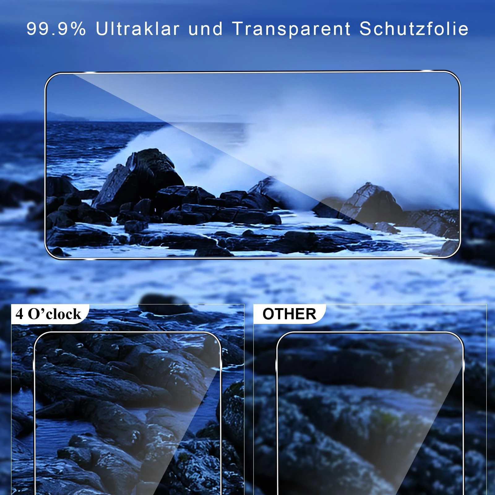 Für Xiaomi Redmi 13C Displayschutzfolie aus gehärtetem Glas, Kristallglimmer, 9H, HD, klar, transparent, kratzfest – Detail 7