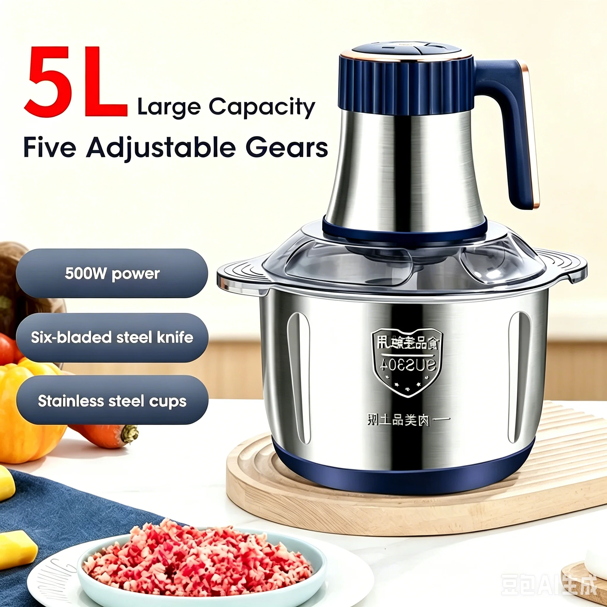 Baby Food Vegetables - 5L SUS304 Stainless Steel Bowl Electric