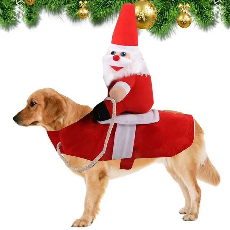 

Pet Dog Christmas Clothes Santa Claus Riding A Deer Jacket Coat Pets Christmas Dog Apparel Costumes For Big Dog Small Dog