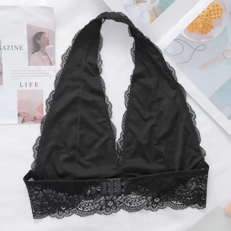 Women Lace Bra With Straps Camisole Underwear Black Free Size Breathable V Neck Soft Comfortabl Casual