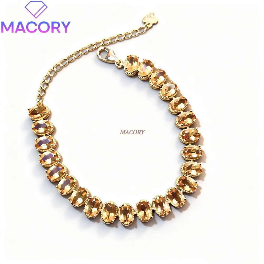 

Natural Yellow Crystal Bracelet for Women S925 Sterling Silver Elegant and Delicate Ladies' Jewelry Accessory Christmas Gift