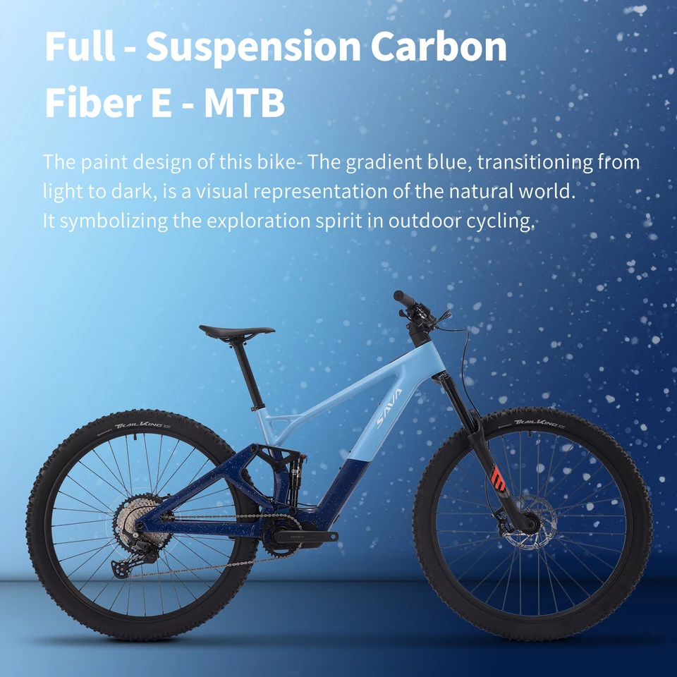 SAVA E-BIKE Full Carbon Fiber Mountain Bike Adjustable Air Suspension Fork 12-Speed Off-Road Electric Assist Mountain Bike image 6