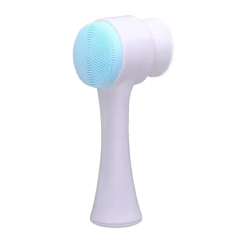 3D Bilateral Silicone Facial Cleanser Manual Massage Brush Soft Bristles Double Sided Face