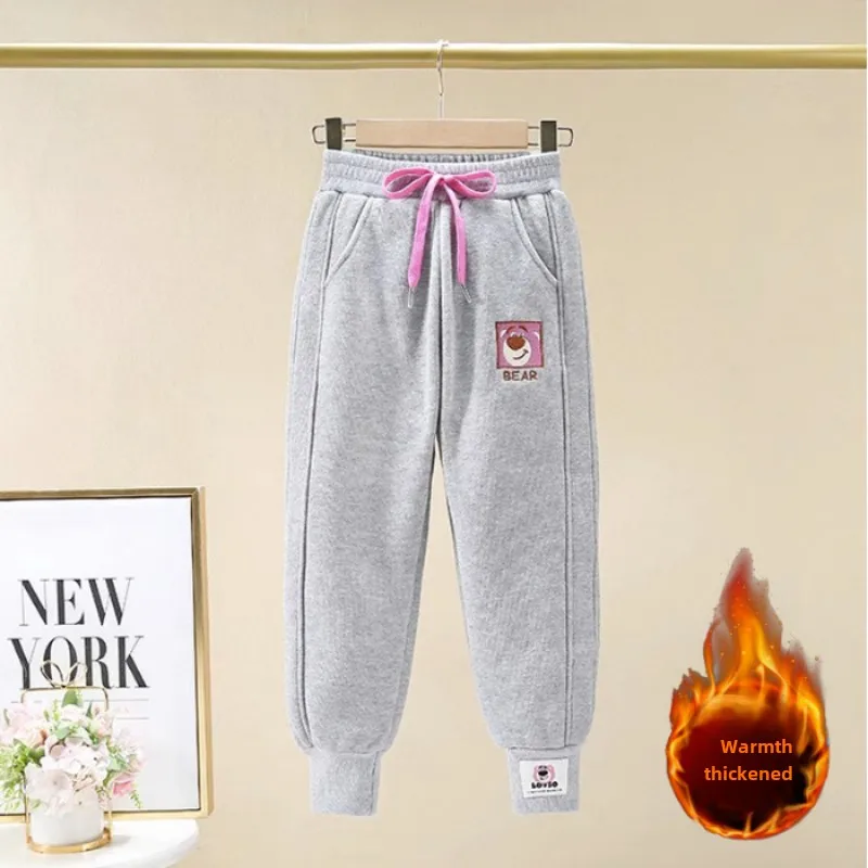 Sanrio Children Sweatpants for Boys Girls Autumn Winter Thick Casual Pants Girl Student Loose Sports Pants Kuromi Kids Trousers