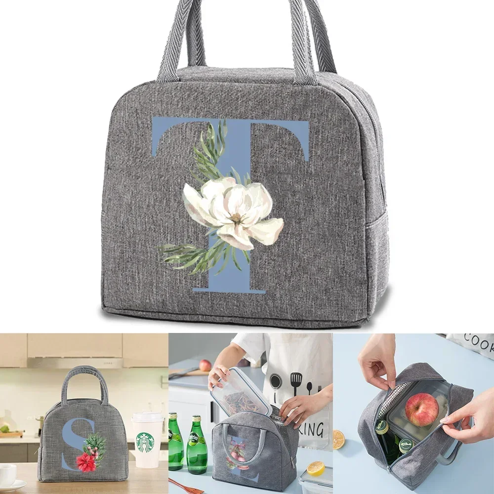 

Lunch Bag Women's Insulated Lunch Bag Reusable Waterproof Lunch Bag Convenient Tote Unisex Monogram Print for Office Beach