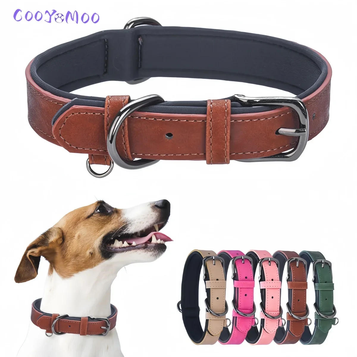 Adjustable Soft Padded Dog Collars PU Leather Dog Collar Necklace Pet Necklace For Small Medium Large Dogs Pitbull Labrador Pug