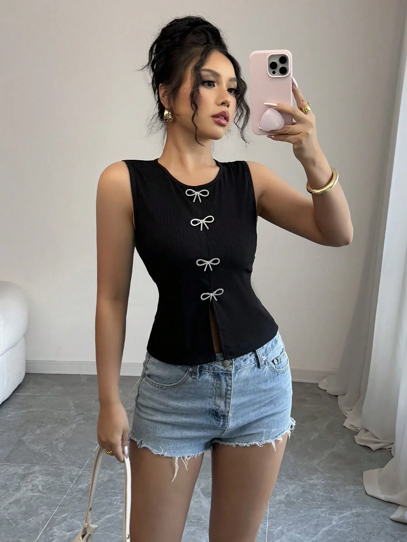 

Women's new casual and fashionable bow knit vest