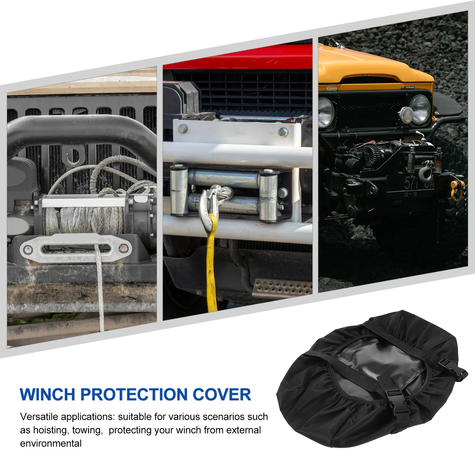 Waterproof Winch Cover Black Heavy Duty 600d Oxford Fabric Protective Cover Electric Winch Automotive Truck Atv Trailer Boat - Image 3