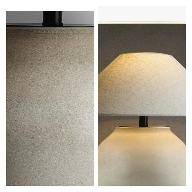 Nordic Ceramic Desk Lamp Fabric Art Lampshade LED Lights Table Lamps for Bedroom Living Room Decor Sofa Study Lighting Fixtures