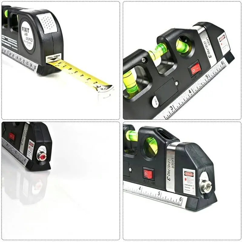 Laser Level Horizon Vertical Measure 8FT Aligner Standard and Metric Rulers Multipurpose Measur