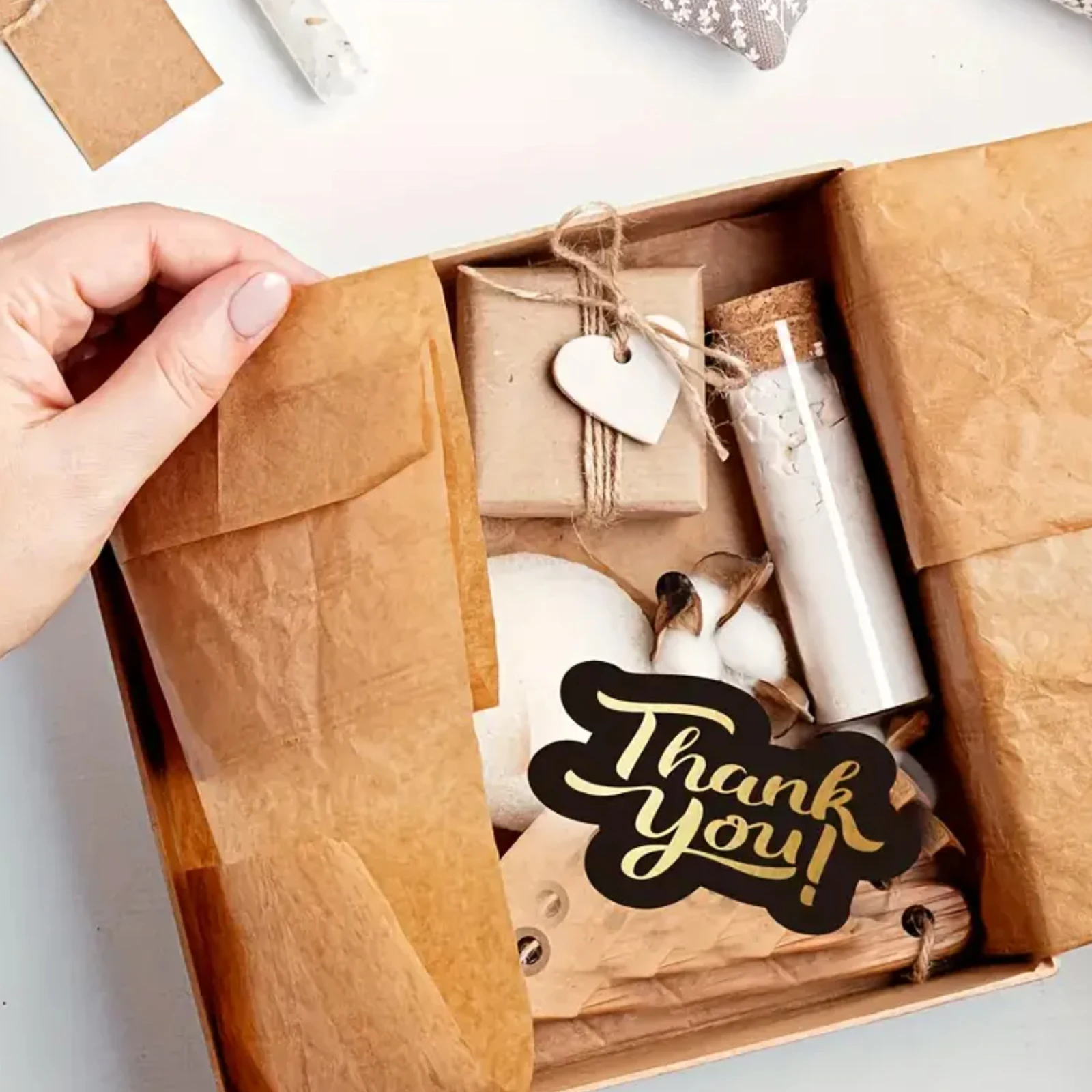 50pcs/pack Unique Thank You Card Small Business, Black Golden Thank You Card Small Business