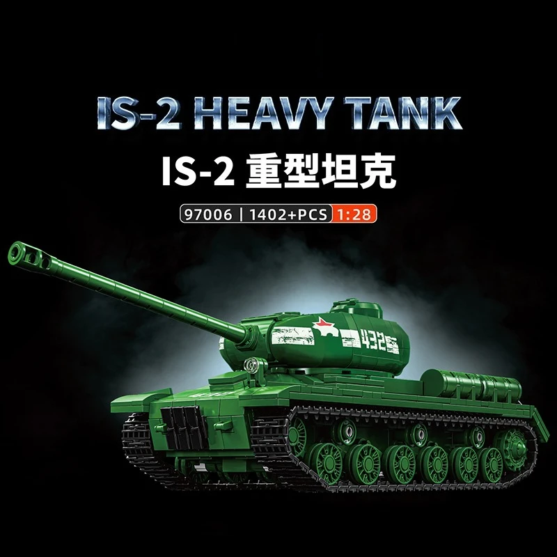 Army WWII Military Tank Model Building Blocks Toy MOC 1:28 Scale Heavy Tank DIY Bricks Toys for Children Boys Adult