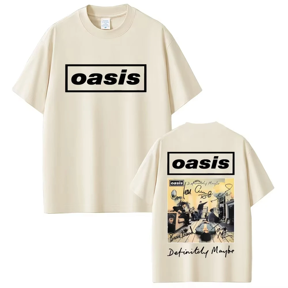 روك باند O-واحة بالتأكيد ربما الجرافيك تي شيرت الرجال النساء الملابس موضة المتضخم التي شيرت الذكور عادية القطن الخالص تي شيرت