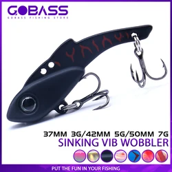 GOBASS VIB Fishing Lures 3.5g 5g 7g Artificial Blade Metal Jig Bait Treble Hook Sinking Wobblers Vibration Spoon Swimbait Tackle