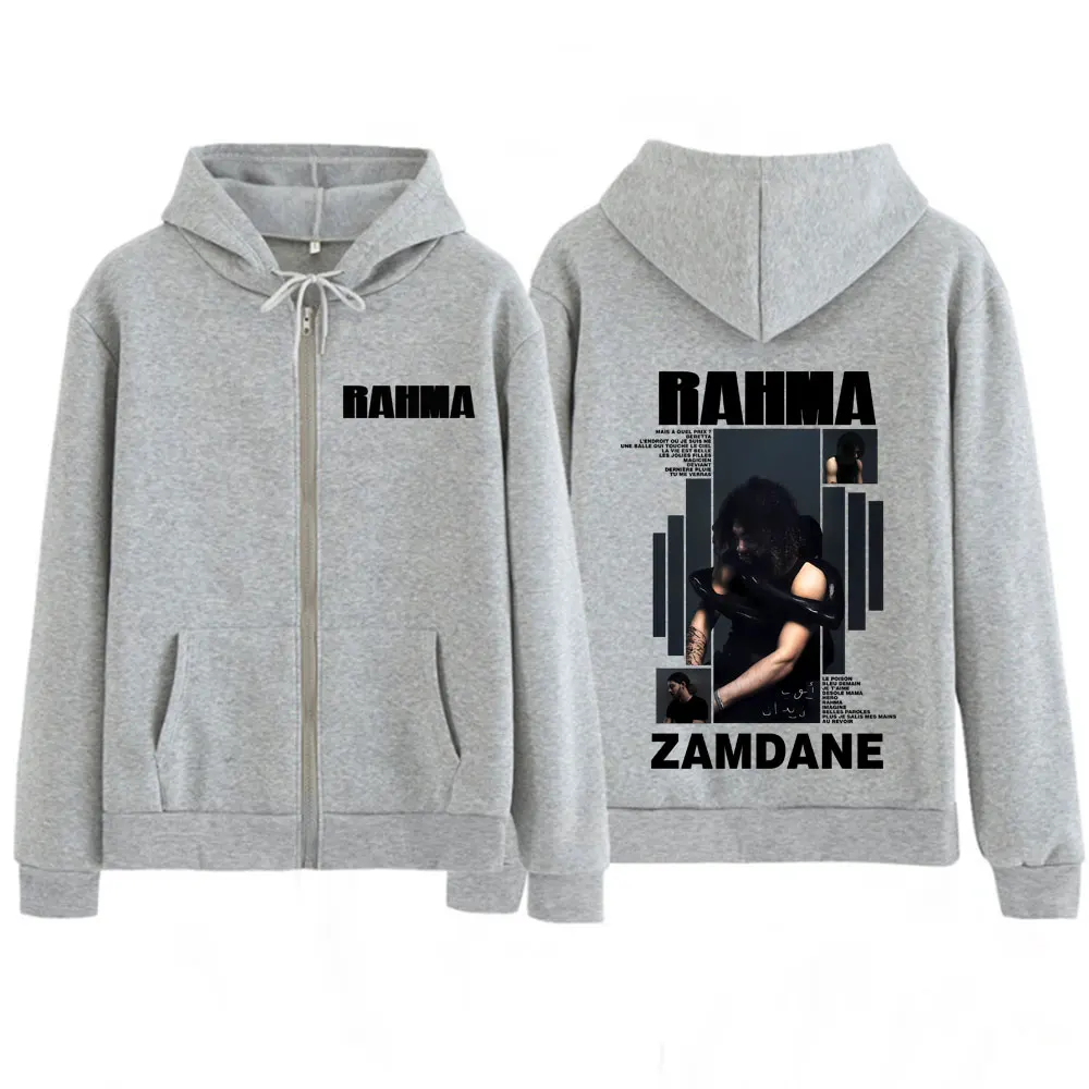 مغني الراب Zamdane RAHMA ألبوم الوجهين طباعة هوديي طويلة الأكمام Vintage جاكيت زيبرا بلايز الرجال النساء موضة زمم البلوز