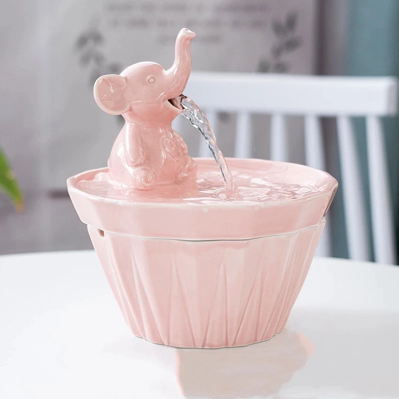 

Cute Elephant Shape USB Fountain Drinker for Cats Ceramic Pet Cats Fountain Indoor Dogs Drinking Automatic Dog Water Bowl