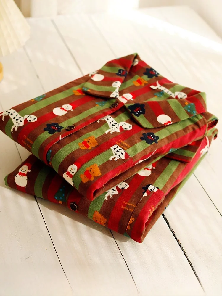 Couples Cotton Pajamas Long Sve Home Clothes Set Autumn Winter Pure Cotton Flannel Men's Women's Comfortable Spwear