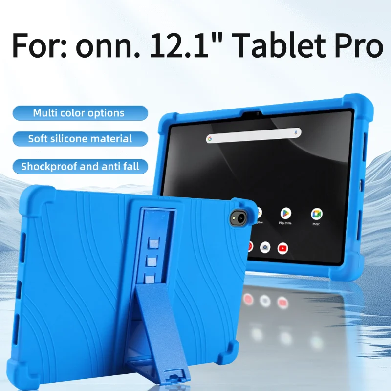 For Onn 12.1 Inch Pro Tablet 2024 Model Case,Soft Silicone Adjustable Stand Cover Lightweight Kids Friendly