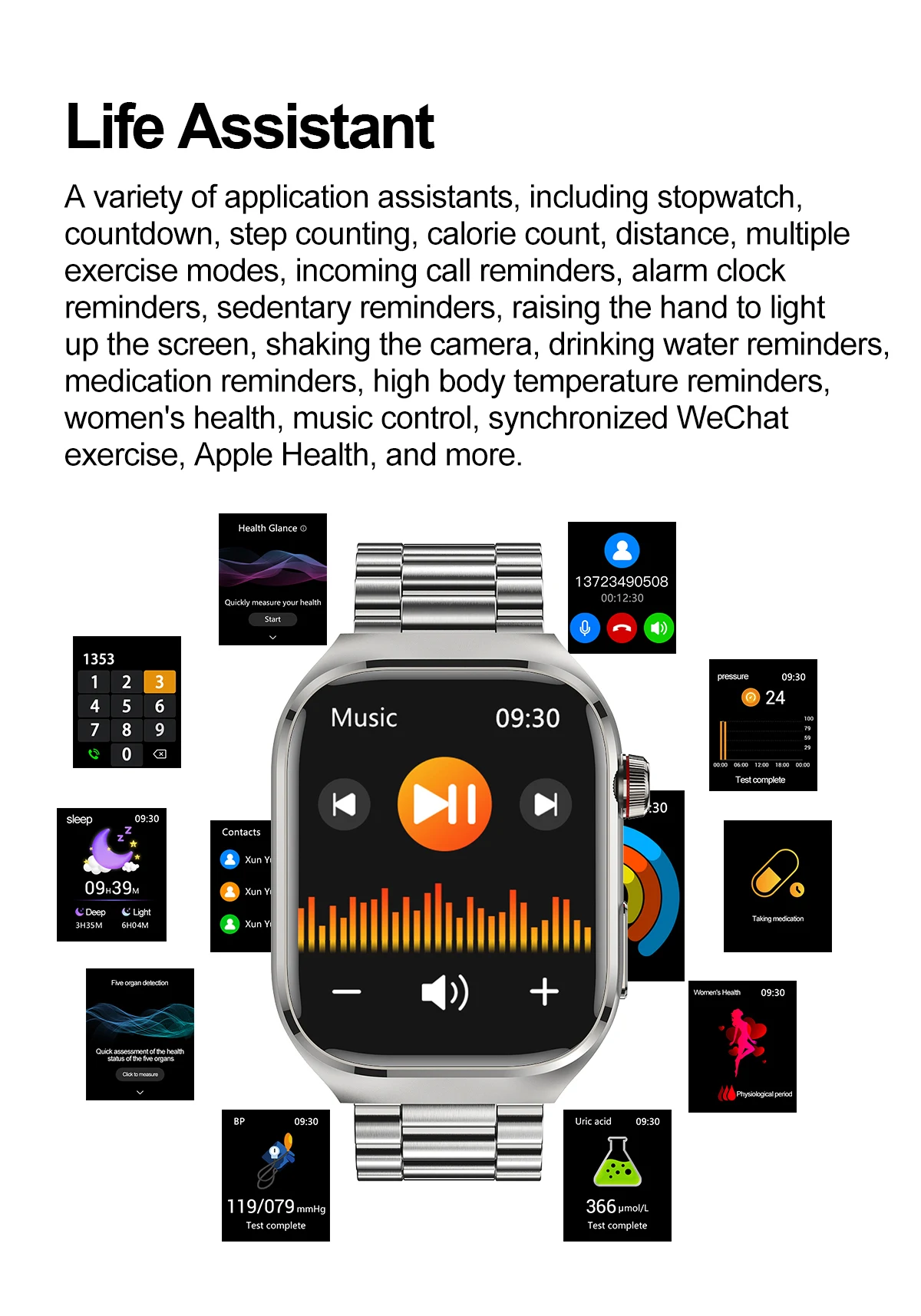 Neue Präzise Herzfrequenzmessung Smartwatch für Männer EKG Blutdruck Lipide Harnsäure Bluetooth-Anruf Gesundheits-Smartwatch Armband – Detail 25