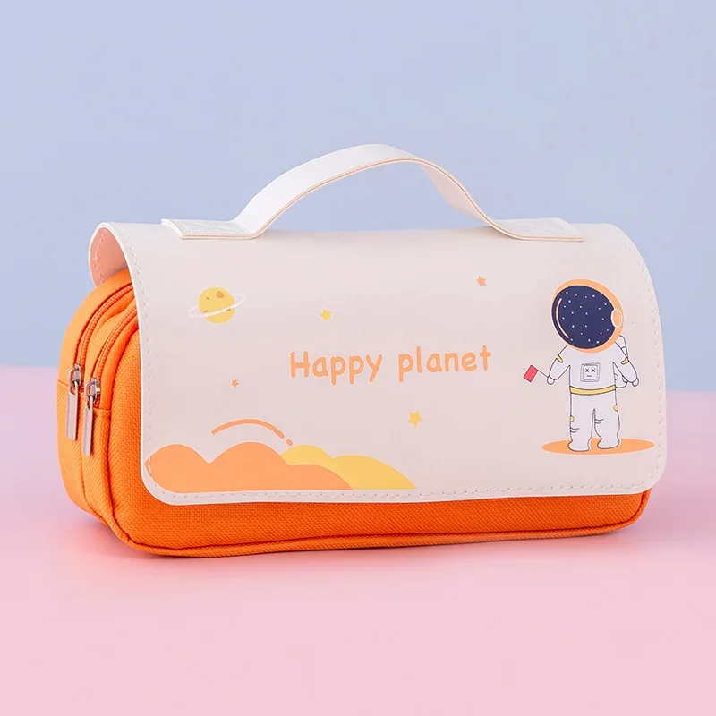 Astronaunt Pencil Bag Large Capacity Student Stationery Box Kindergarten Boys and Girls Cartoon Mark Pen Storage Bag