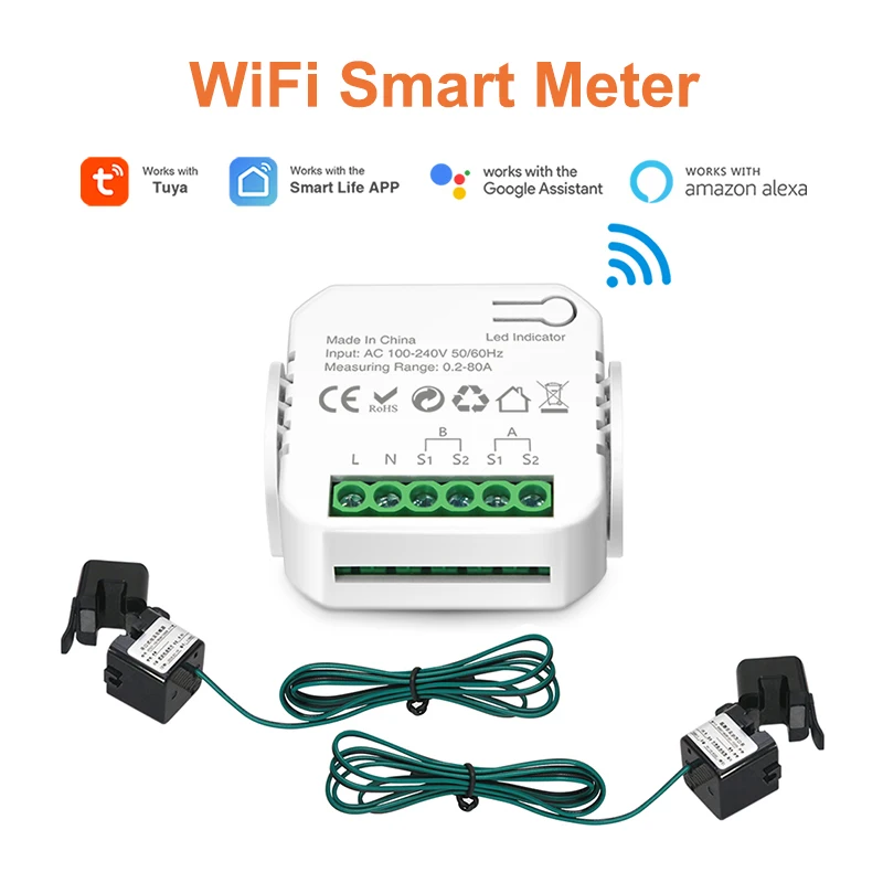 1 أو 2 قناة مراقبة توليد الطاقة الشمسية 80A 85-240 فولت التيار المتناوب البسيطة الحياة الذكية الطاقة واي فاي عداد كهربائي واي فاي مقياس الطاقة #2