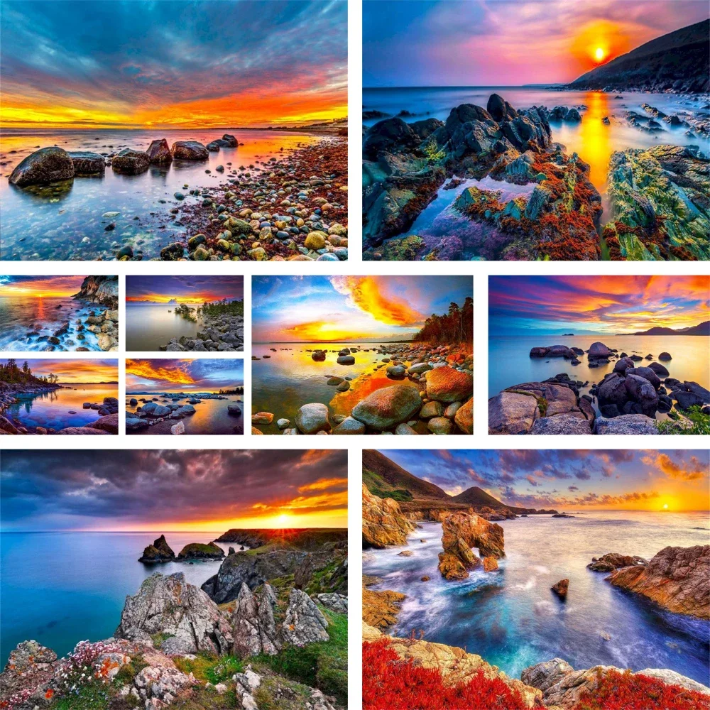 

593468 Landscape Beach Painting By Numbers Complete Kit Acrylic Paints 40*50 Paiting By Numbers Loft Wall Picture