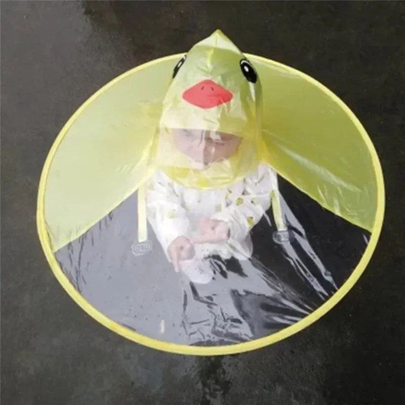 Children\'s Raincoat Transparent UFO Raincoats Hands Free Rain Poncho Baby Funny Duck Rain Coat Rain Cover Raincoat for kids