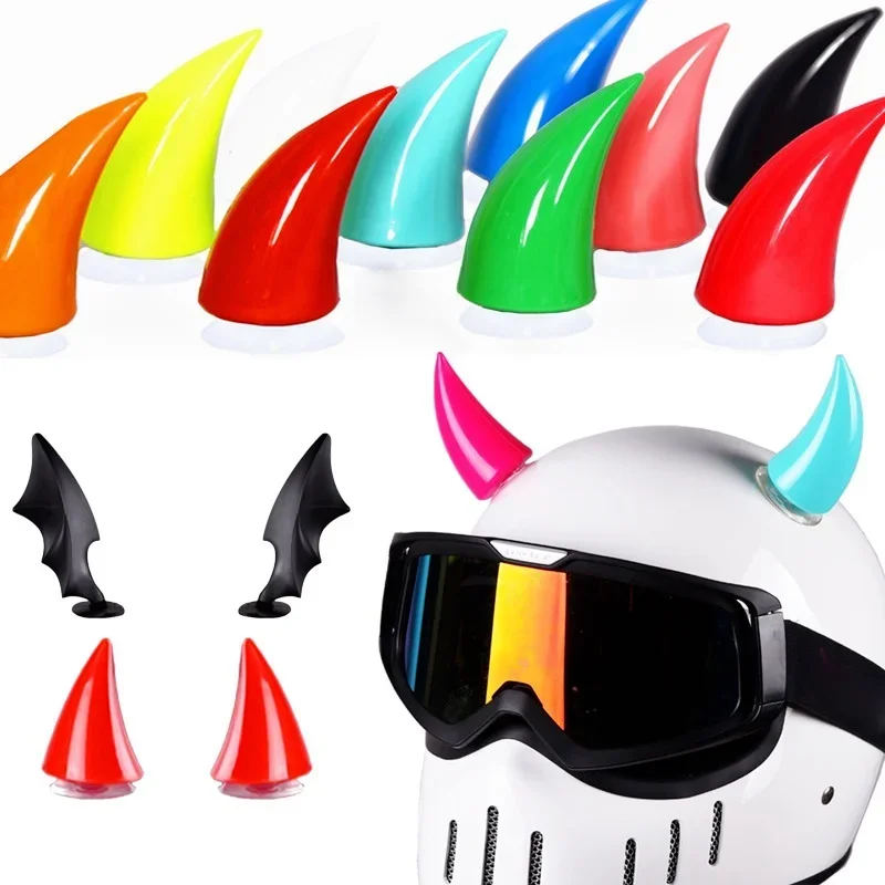 

1pc Multicolor Helmet Devil Horns Motorcycle Electric Car Styling Helmet Stickers Long Short Helmet Accessories