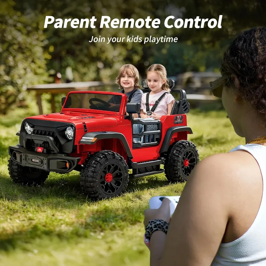 Coche de juguete de 2 plazas, coche eléctrico 4WD de 24 V para 4-8 con control remoto, motores de 4x200 W, capacidad de 150 lb, verde militar