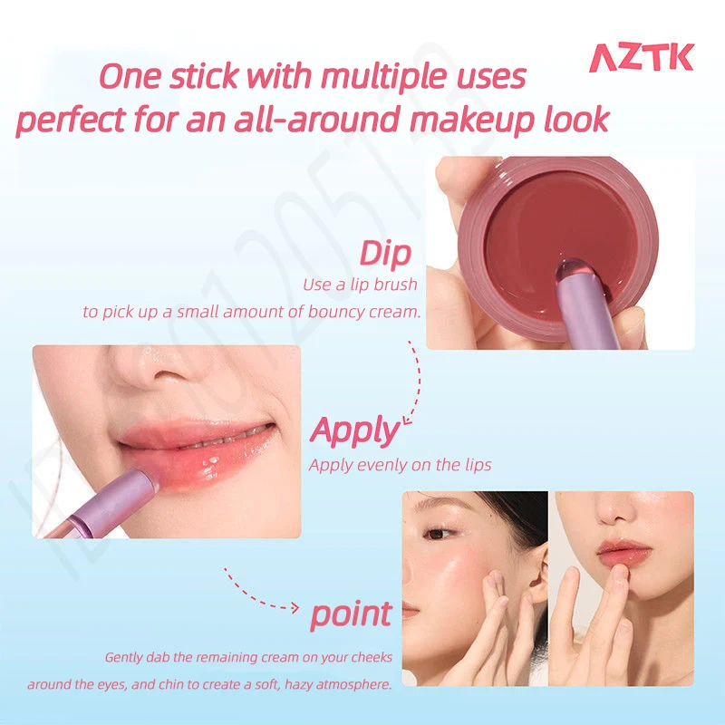 AZTK Boom أحمر الخدود المائي متعدد الأغراض أحمر الخدود جيلي كريم مرطب طويل الأمد الشفاه الخد روج عينيه لون ماكياج الوجه #3