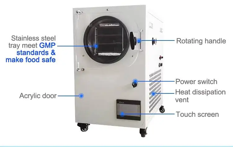 Suszarka TP-01H o małej pojemności do użytku domowego do suszenia owoców metodą liofilizacji, np. jabłek i truskawek.
