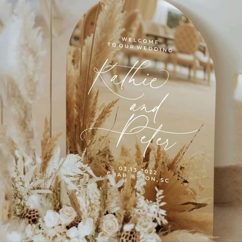 Znak powitalny Naklejka ślubna Nazwa własna Naklejka winylowa Ślub do naszego ślubu Francuska naklejka ścienna DIY Lustro Tablica Mariage Décor