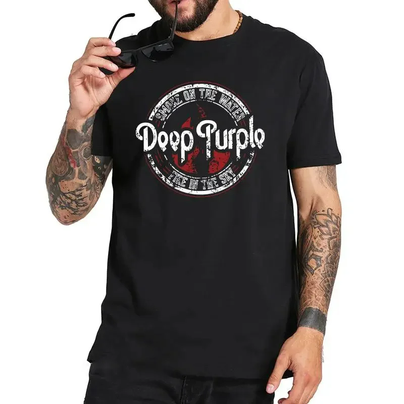 Deep Purple Tshirt Album Machine Head Smoke Song On The Water Tshirt English Rock Band 100% Cotton Basic Camiseta Men's T Shirt