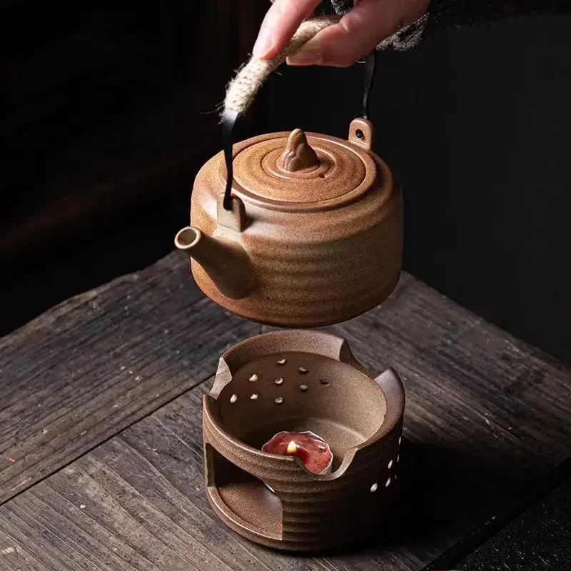 Coarse Pottery Lifting Beam Pot Japanese Style Ceramics Teapot Warm Tea Stove Tea Cup Tea Sea Kung Fu Tea Set Accessories