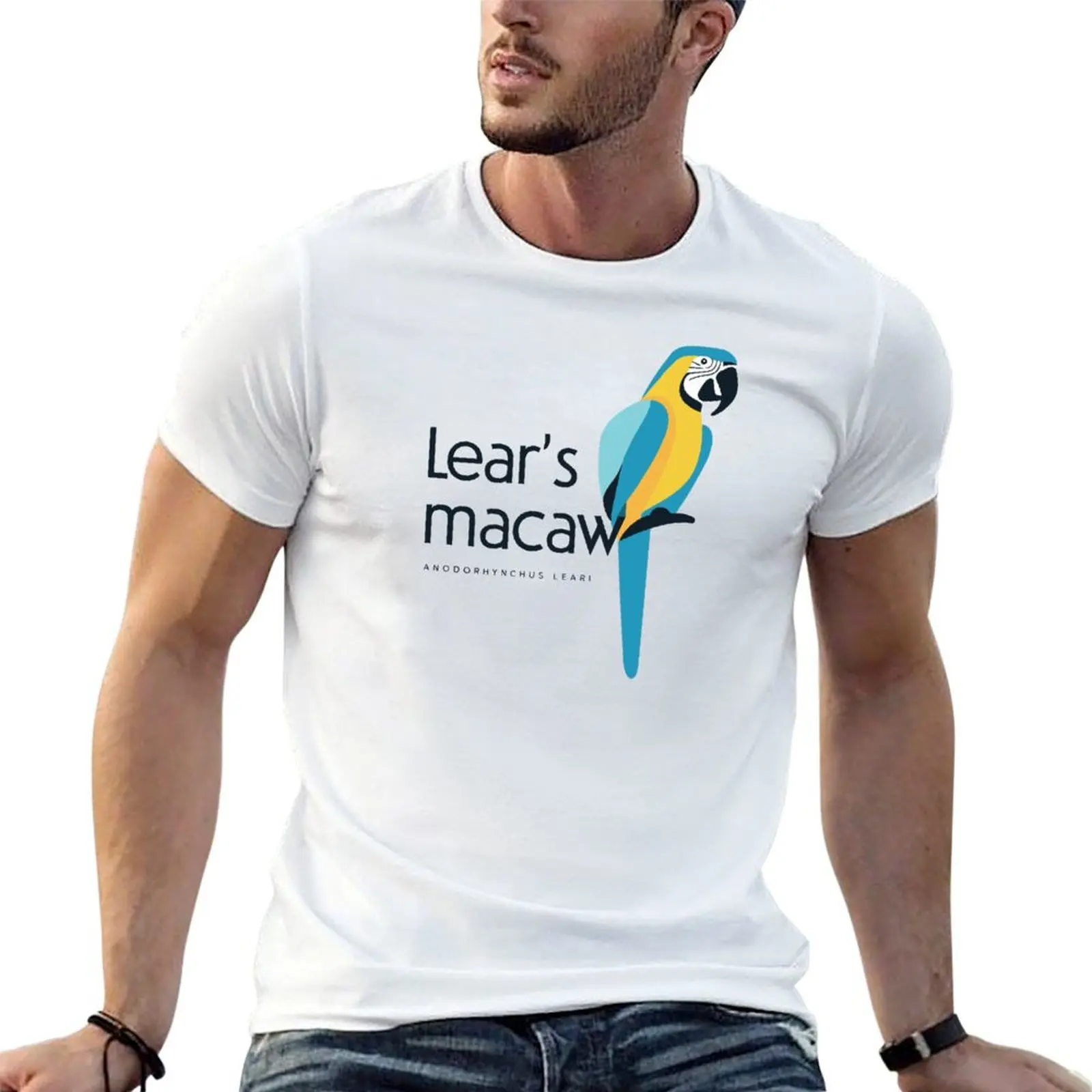T-shirt Lear's Blue Macaw Splendor, t-shirt essentiel pour homme, t-shirts en coton amusants pour homme, t-shirt graphique amusant