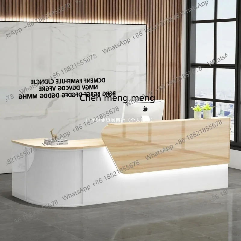 Bar cashier modern clothing store milk tea small counter table curved rounded corner reception desk view 3