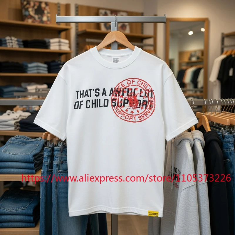 26SS THAT'S A AWFUL LOT OF COUGH SYRUP Retro Stamp Graphic Tee Oversized Cotton T-Shirt Loose Round Neck Short-sleeved TOP