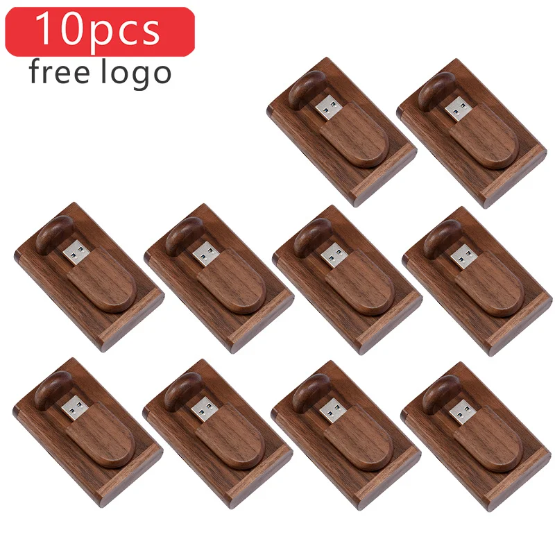 JASTER 10pcs/Lot USB 2.0 Flash Drives 64GB Wooden Free custom logo High speed Pen drive 128GB Memory Stick Creative gift U disk