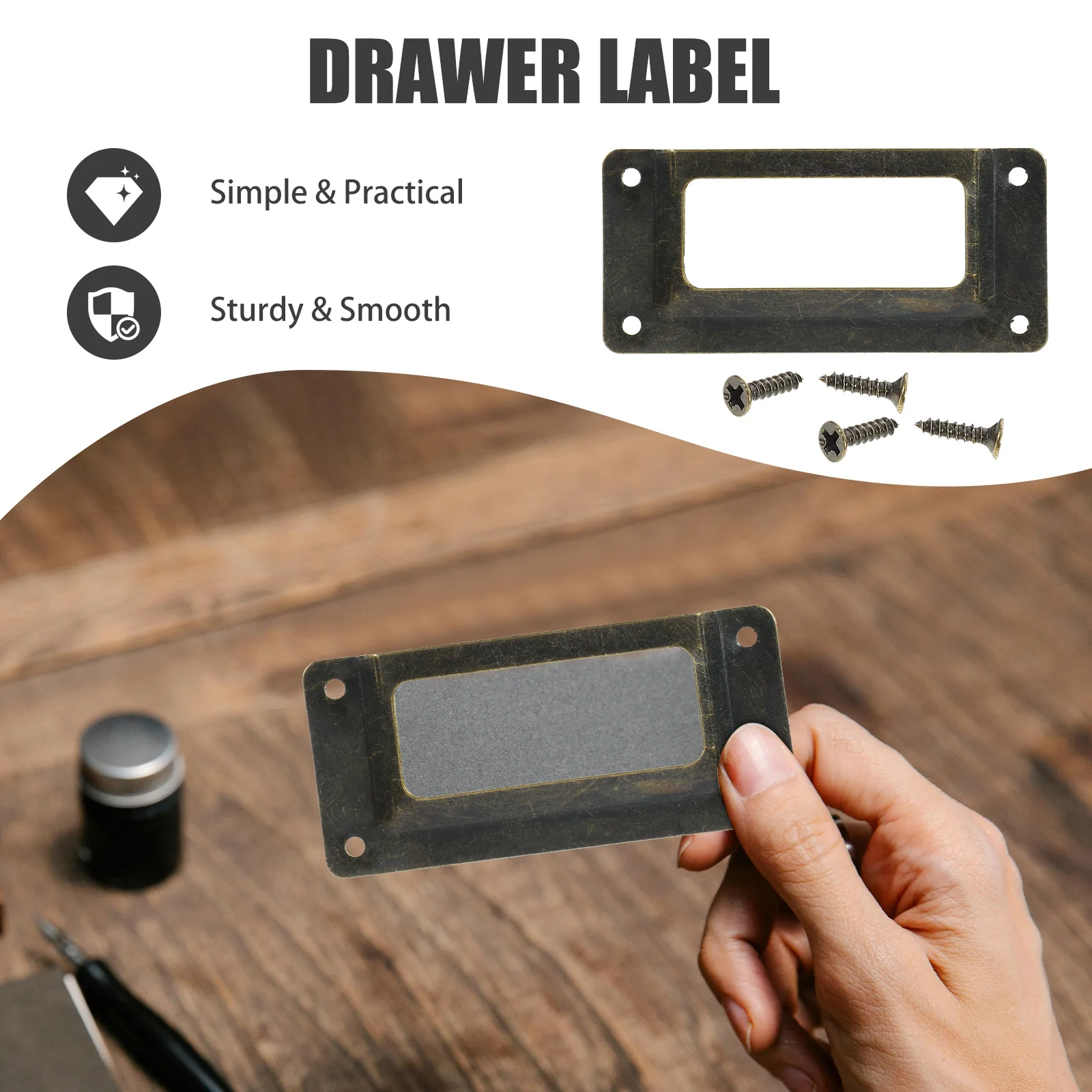 12 個錬鉄製名刺引き出しタグホルダーヴィンテージメタルフレームキャビネットタグラベルホルダーレトロ引き出しラベル