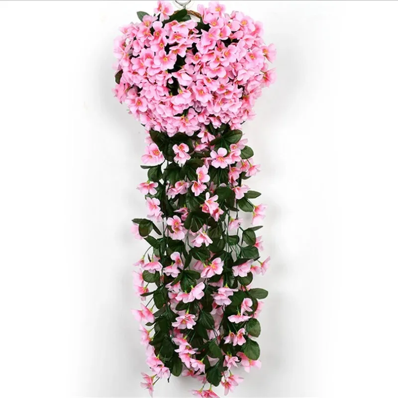 100CM Violet Artificial Flower Party Decoration Simulation Valentine S Day Wedding Wall Hanging Basket Flower Orchid Fake Flower