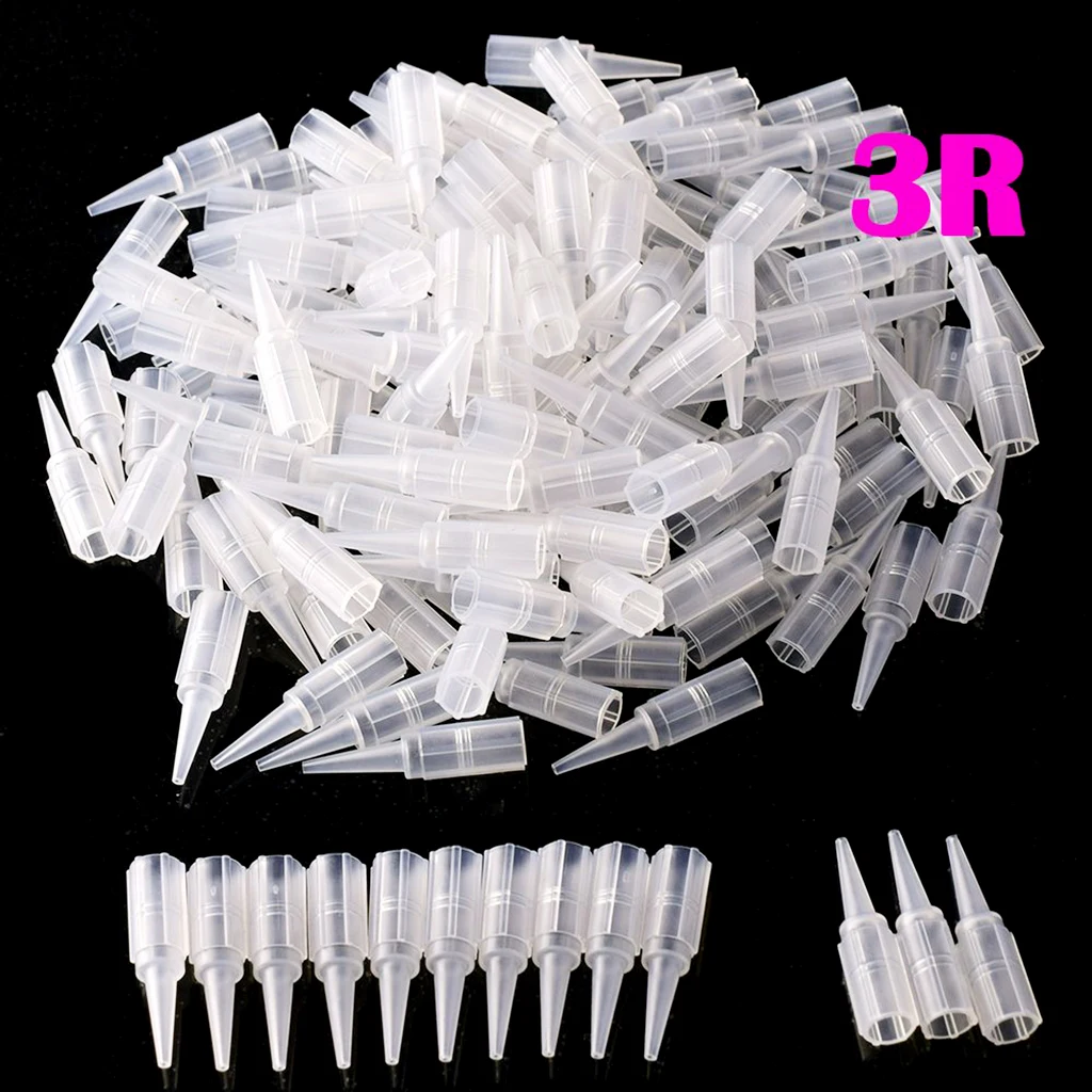 100 Pieces Round Sterile Disposable Nozzle Tips Needle Tube Clear 1R 3R 5R