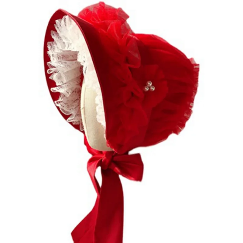 Elegant Bonnet Cap Vintage Lolita Victorian Lace Ruffles Hat Cosplay Accessories