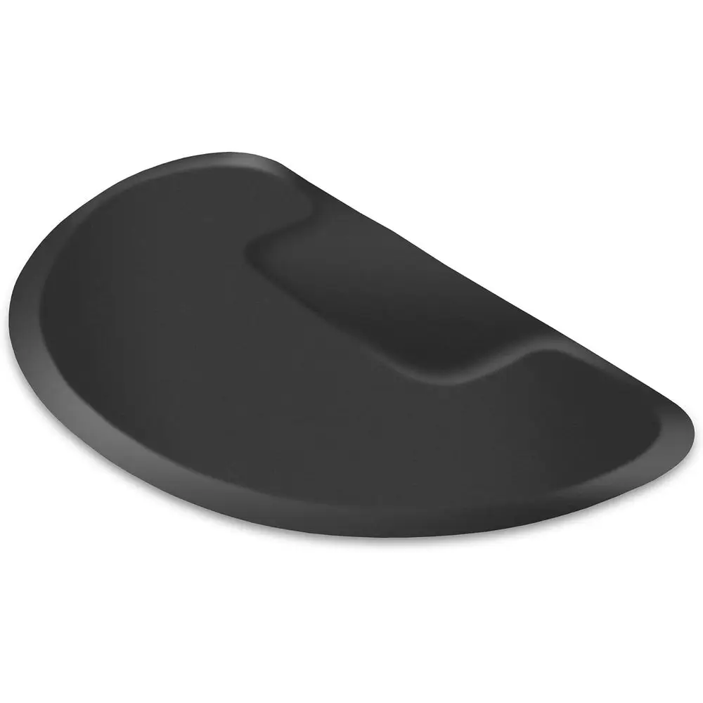 1/2 Thick Black Semi-Circle Anti-Fatigue Stylist Station Mat for Barber & Salon Chairs
