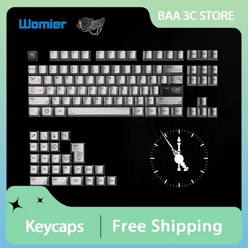

Womier Time Колпачки для клавиш с металлической текстурой Механическая клавиатура Cherry Profile Keycap Custom для 61/64/66/68/75/87 Макет аксессуаров для ПК