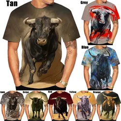 Hot Sale 3D Printing Bull Graphic T Shirts Short-sleeved Round Neck Men's Tee Tops Clothing Plus Size Streetwear Tshirt