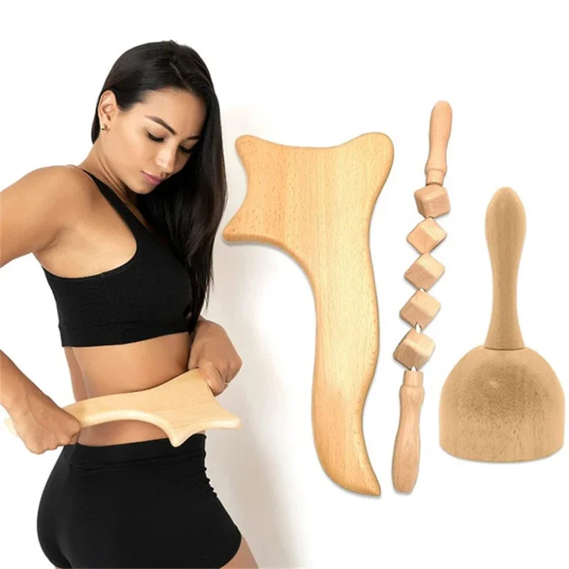 5Pcs Maderotherapy Kit For Reductive Massage Body Sculpturing Anti Cellulite Maderoterapia Roller Set Wood Therapy Massage Tools