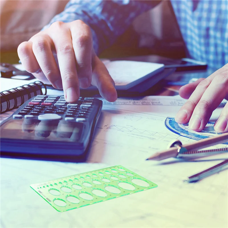 Ingenious-12 Pieces Plastic Measuring Templates Building Formwork Stencils Geometric Drawing Rulers For Office And School,Green