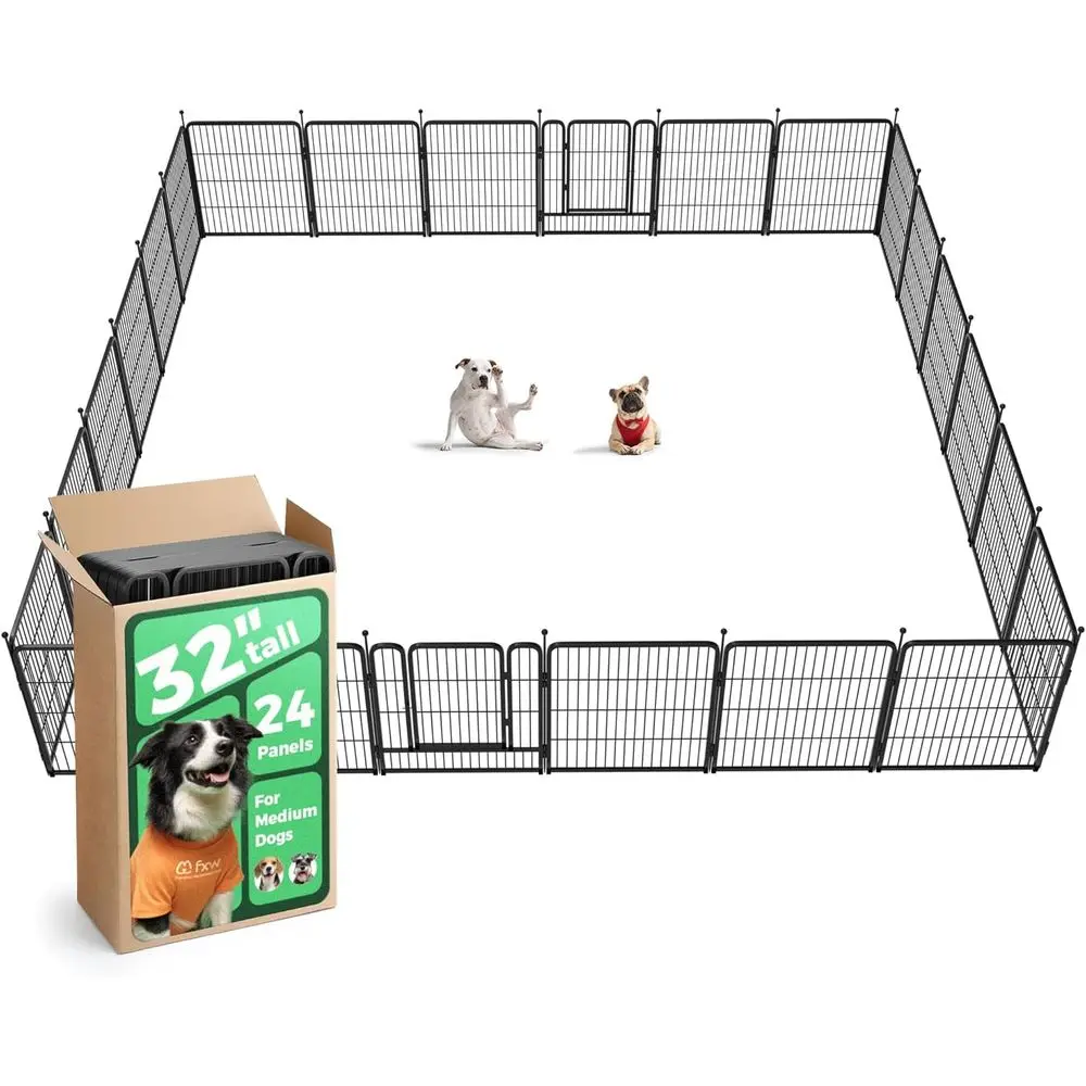 

Portable Dog Playpen for Indoor, Outdoor, and Camping, 32-inch, 24 Panels, Suitable for Small and Medium Dogs, Black