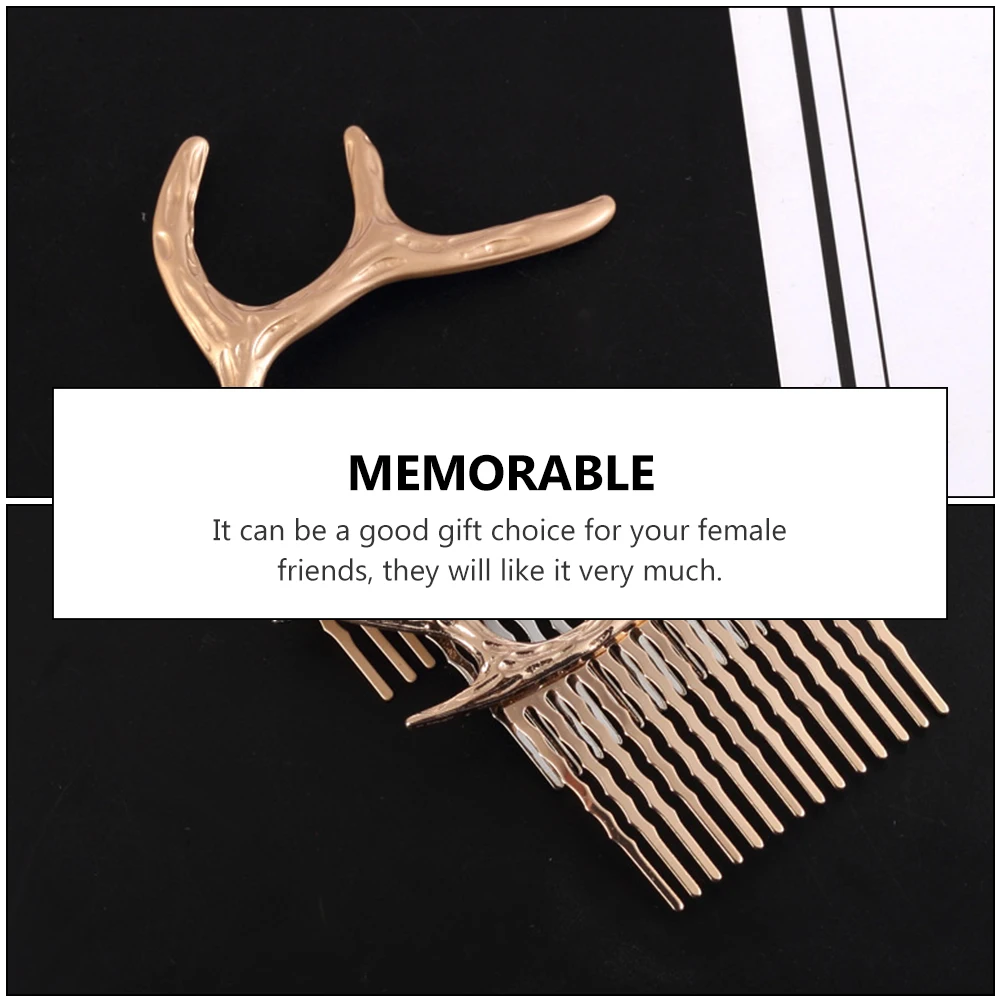 

2 Pcs Deer Antler Hair Comb Women Headdress Bridal Accessories for Female Headwear Antlers Headgear
